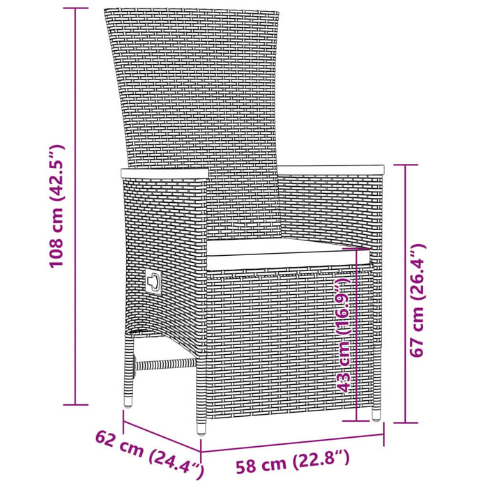 Set mobilier de grădină cu perne, 9 piese, negru, poliratan - WALTI WALTI