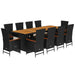 Set mobilier de exterior cu perne, 11 piese, negru, poliratan - WALTI WALTI