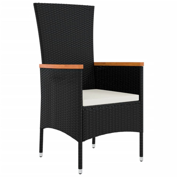 Set mobilier de exterior cu perne, 11 piese, negru, poliratan - WALTI WALTI