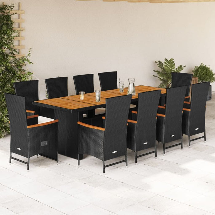 Set mobilier de exterior cu perne, 11 piese, negru, poliratan - WALTI WALTI