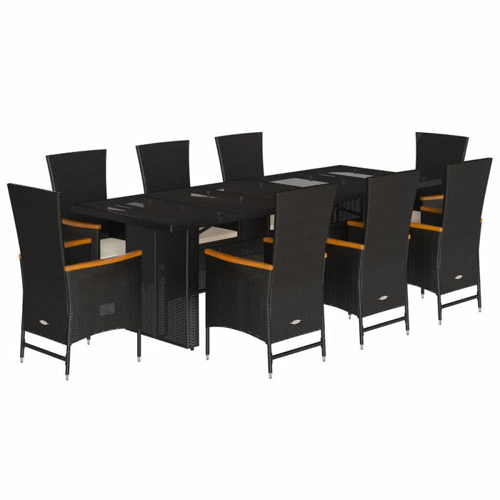 Set mobilier de grădină cu perne, 9 piese, negru, poliratan - WALTI WALTI