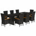 Set mobilier de grădină cu perne, 9 piese, negru, poliratan - WALTI WALTI
