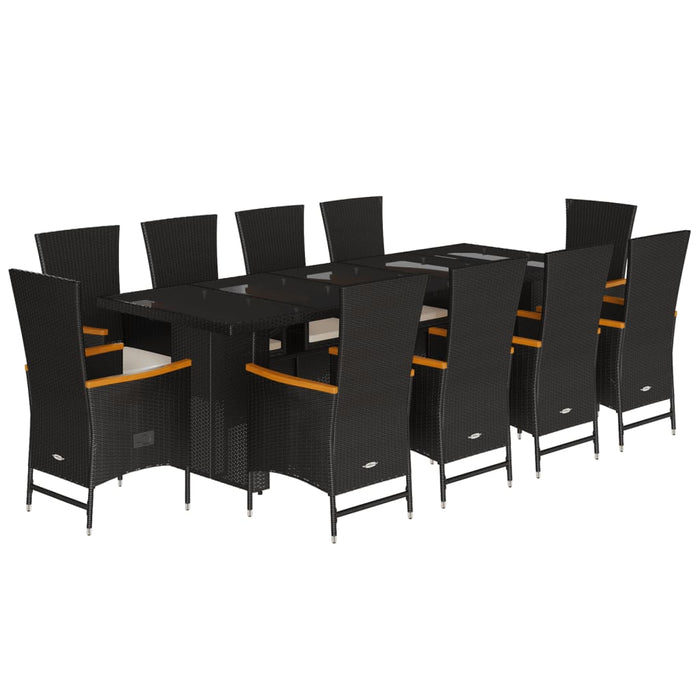 Set mobilier de exterior cu perne, 11 piese, negru, poliratan - WALTI WALTI