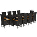 Set mobilier de exterior cu perne, 11 piese, negru, poliratan - WALTI WALTI