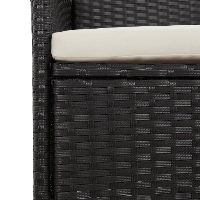 Set mobilier de exterior cu perne, 11 piese, negru, poliratan - WALTI WALTI