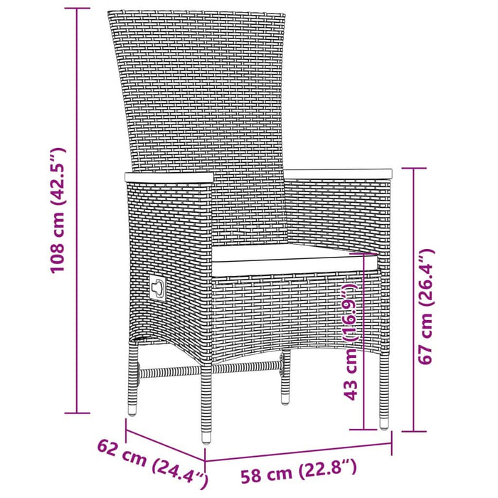 Set mobilier de exterior cu perne, 11 piese, negru, poliratan - WALTI WALTI
