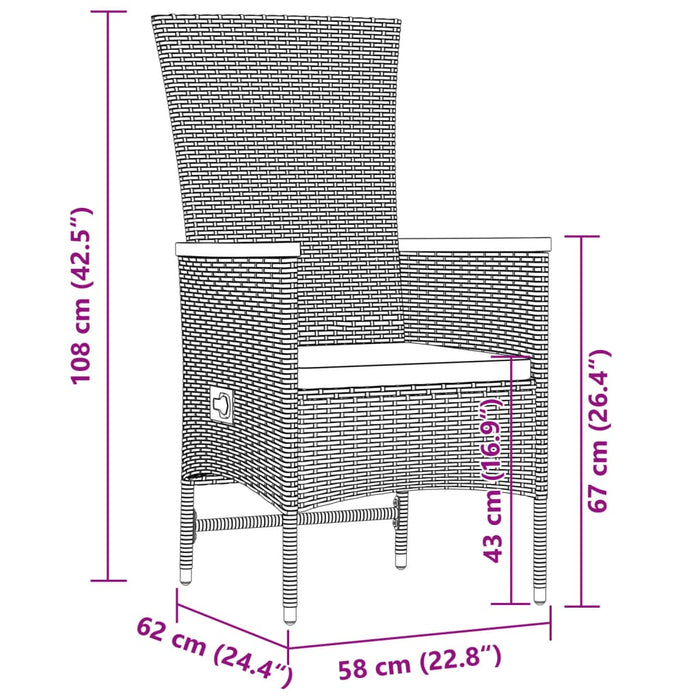 Set mobilier de exterior cu perne, 11 piese, negru, poliratan - WALTI WALTI