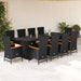 Set mobilier de exterior cu perne, 11 piese, negru, poliratan - WALTI WALTI
