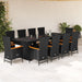 Set mobilier de exterior cu perne, 11 piese, negru, poliratan - WALTI WALTI
