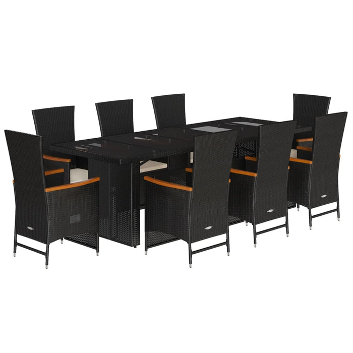 Set mobilier de grădină cu perne, 9 piese, negru, poliratan - WALTI WALTI