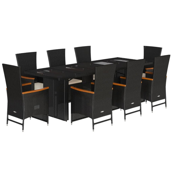 Set mobilier de grădină cu perne, 9 piese, negru, poliratan - WALTI WALTI