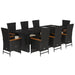 Set mobilier de grădină cu perne, 9 piese, negru, poliratan - WALTI WALTI
