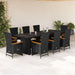 Set mobilier de grădină cu perne, 9 piese, negru, poliratan - WALTI WALTI