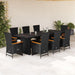 Set mobilier de grădină cu perne, 9 piese, negru, poliratan - WALTI WALTI