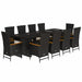 Set mobilier de exterior cu perne, 11 piese, negru, poliratan - WALTI WALTI