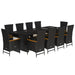 Set mobilier de exterior cu perne, 11 piese, negru, poliratan - WALTI WALTI