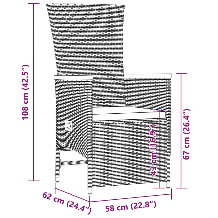 Set mobilier de exterior cu perne, 11 piese, negru, poliratan - WALTI WALTI