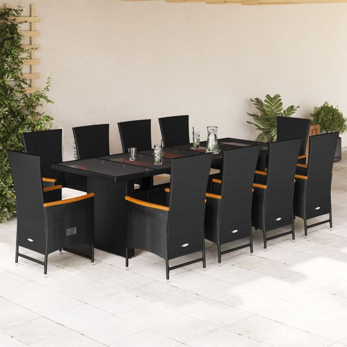 Set mobilier de exterior cu perne, 11 piese, negru, poliratan - WALTI WALTI