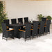 Set mobilier de exterior cu perne, 11 piese, negru, poliratan - WALTI WALTI