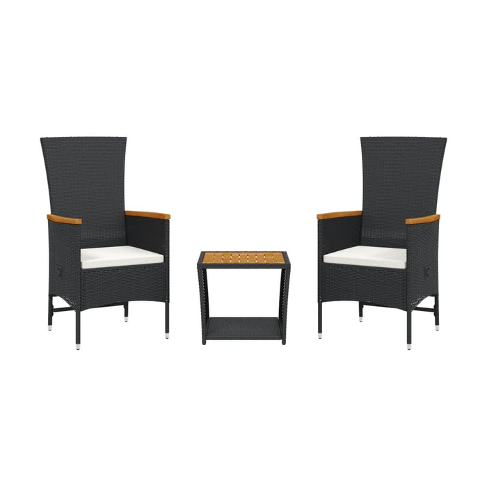 Set mobilier de grădină cu perne, 3 piese, negru, poliratan - WALTI WALTI