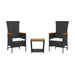 Set mobilier de grădină cu perne, 3 piese, negru, poliratan - WALTI WALTI