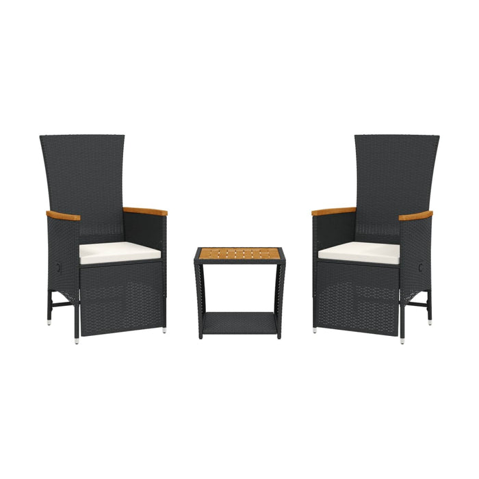 Set mobilier de grădină cu perne, 3 piese, negru, poliratan - WALTI WALTI