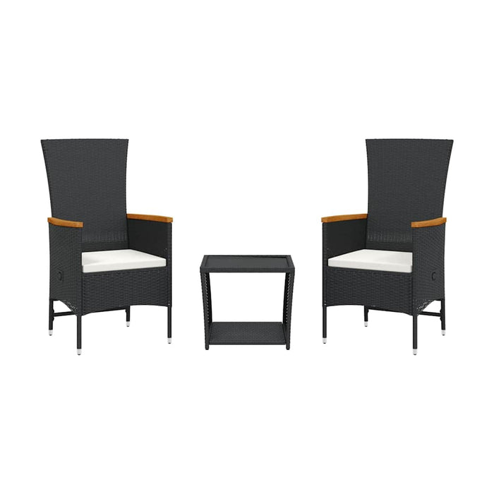 Set mobilier de grădină cu perne, 3 piese, negru, poliratan - WALTI WALTI
