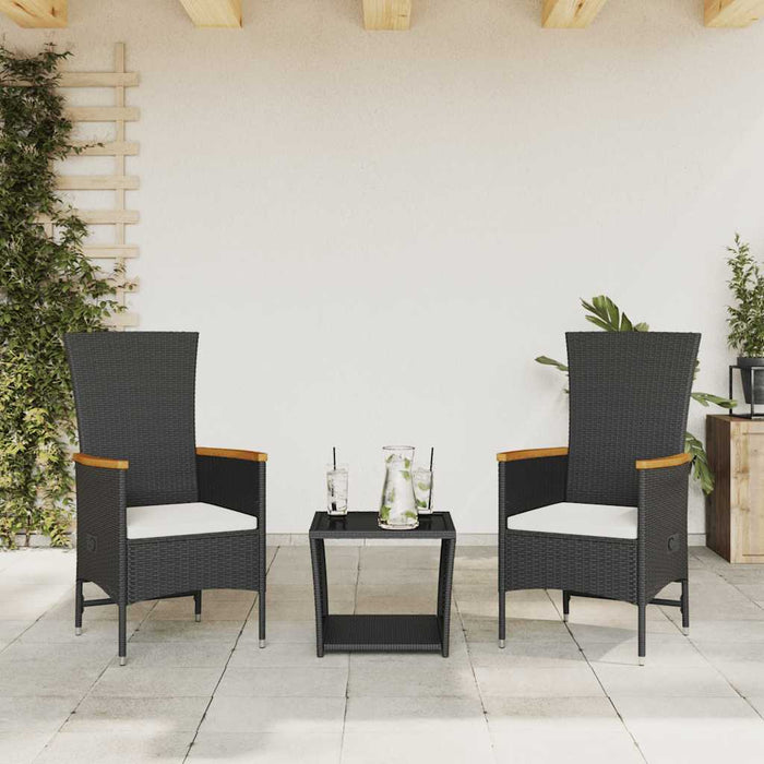 Set mobilier de grădină cu perne, 3 piese, negru, poliratan - WALTI WALTI