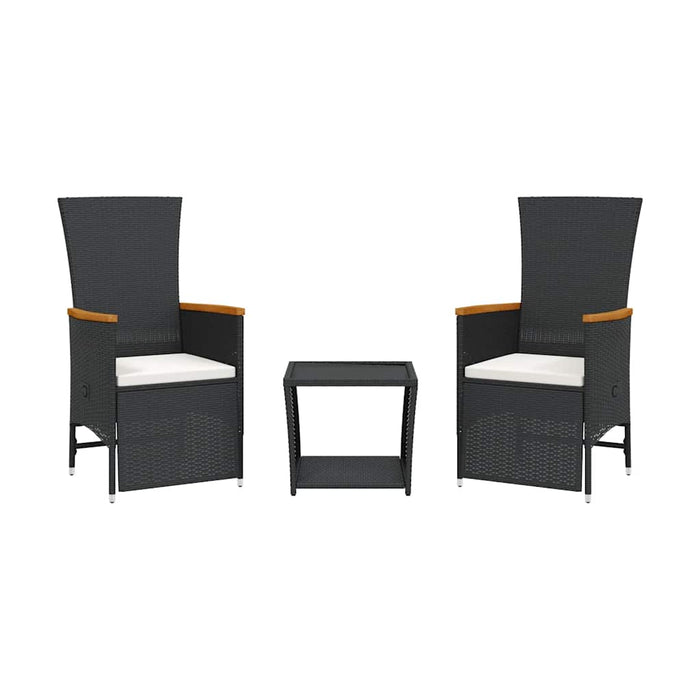 Set mobilier de grădină cu perne, 3 piese, negru, poliratan - WALTI WALTI