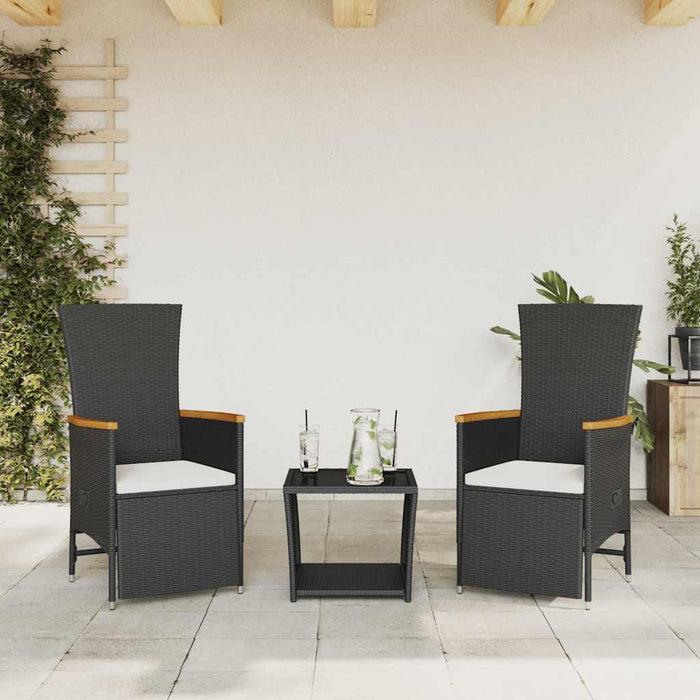 Set mobilier de grădină cu perne, 3 piese, negru, poliratan - WALTI WALTI