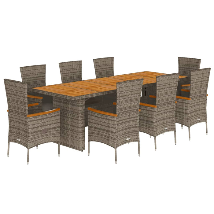 Set mobilier grădină cu perne, 9 piese, gri, poliratan - WALTI WALTI