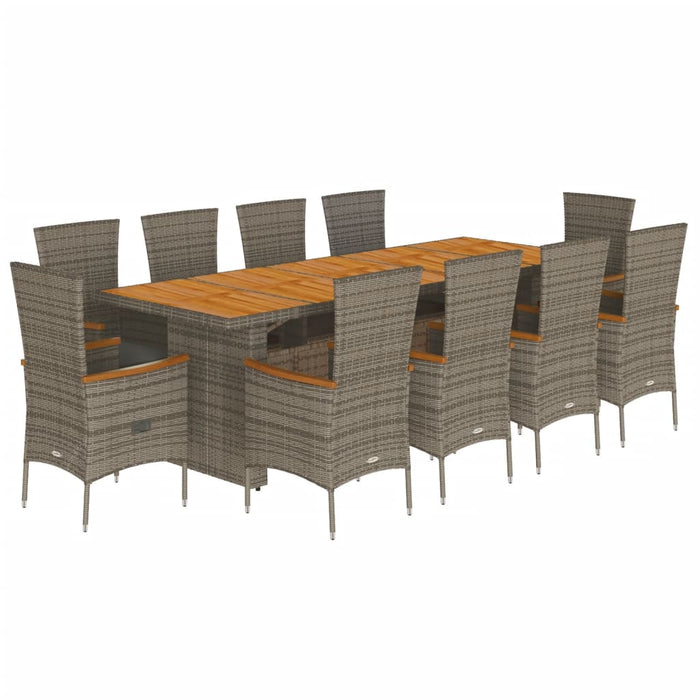 Set mobilier de grădină cu perne, 11 piese, gri, poliratan - WALTI WALTI