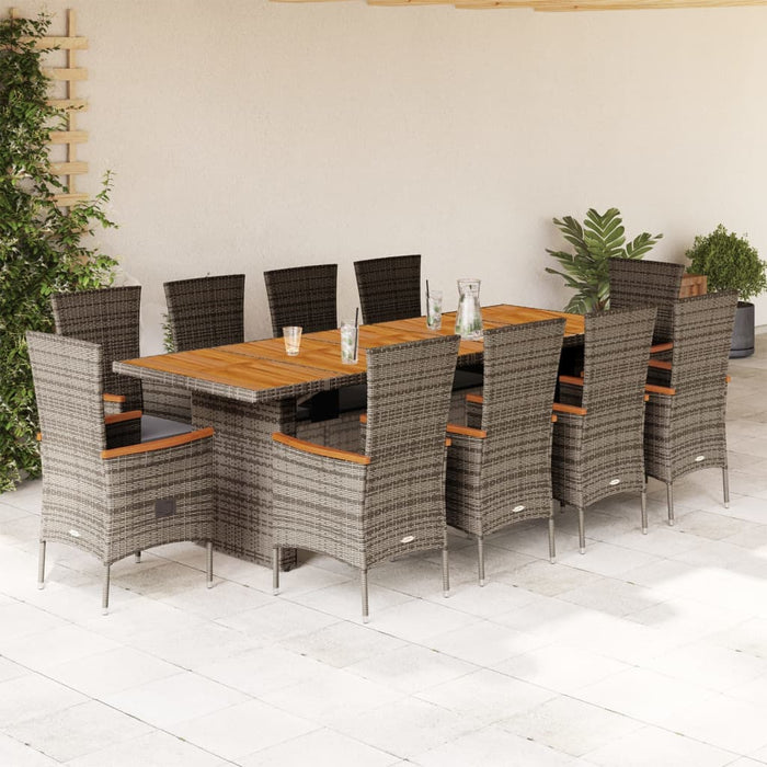 Set mobilier de grădină cu perne, 11 piese, gri, poliratan - WALTI WALTI