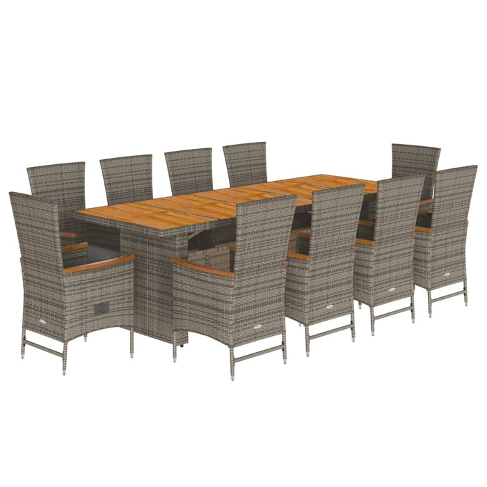 Set mobilier de grădină cu perne, 11 piese, gri, poliratan - WALTI WALTI