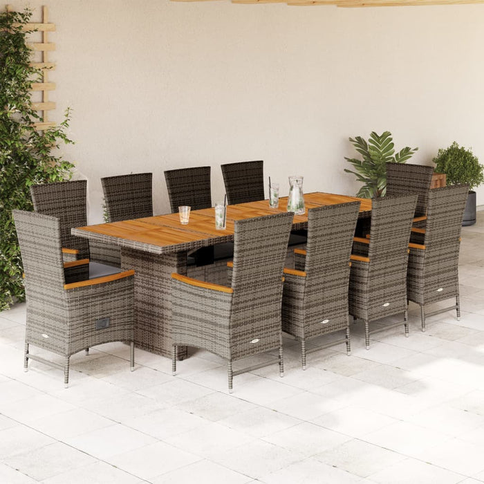 Set mobilier de grădină cu perne, 11 piese, gri, poliratan - WALTI WALTI