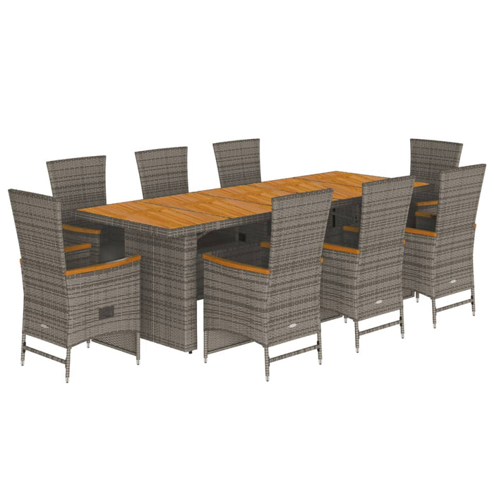 Set mobilier grădină cu perne, 9 piese, gri, poliratan - WALTI WALTI