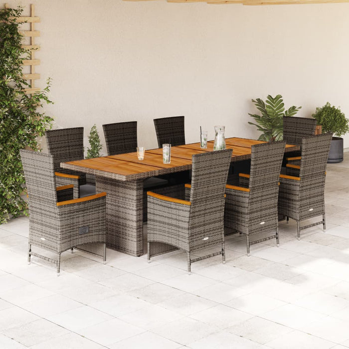 Set mobilier grădină cu perne, 9 piese, gri, poliratan - WALTI WALTI