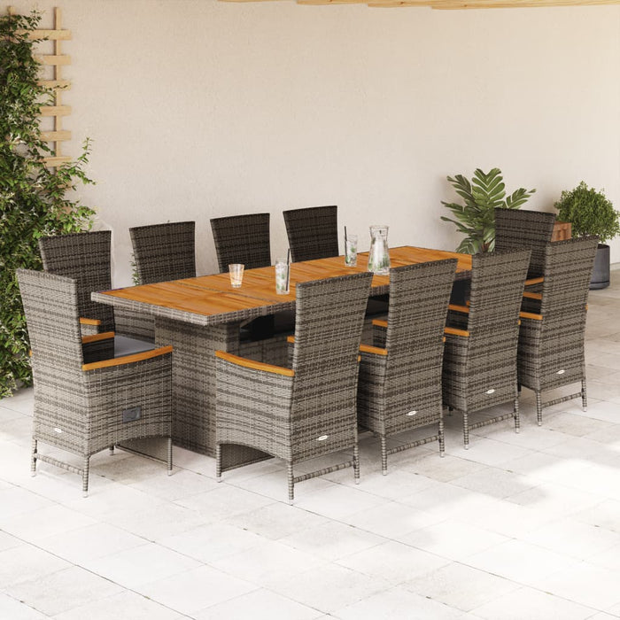 Set mobilier de grădină cu perne, 11 piese, gri, poliratan - WALTI WALTI