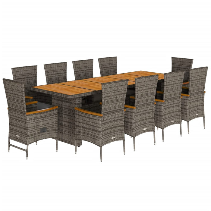 Set mobilier de grădină cu perne, 11 piese, gri, poliratan WALTI