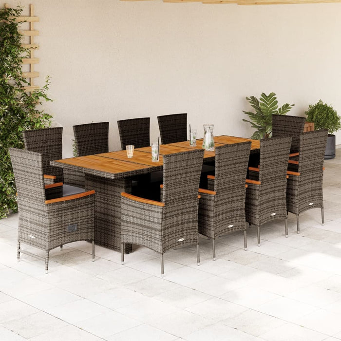Set mobilier de grădină cu perne, 11 piese, gri, poliratan WALTI