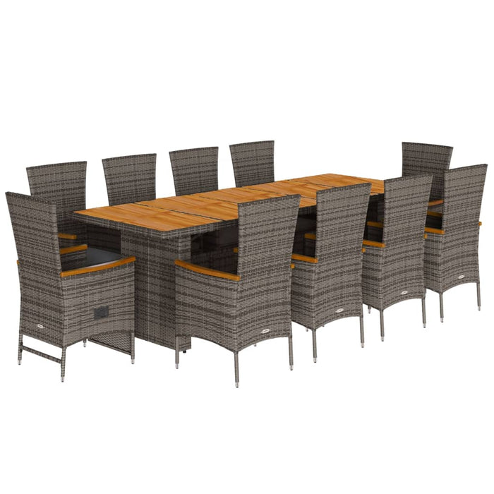 Set mobilier de grădină cu perne, 11 piese, gri, poliratan - WALTI WALTI