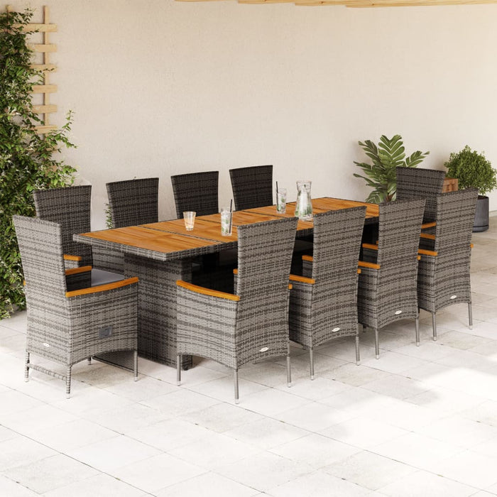 Set mobilier de grădină cu perne, 11 piese, gri, poliratan - WALTI WALTI