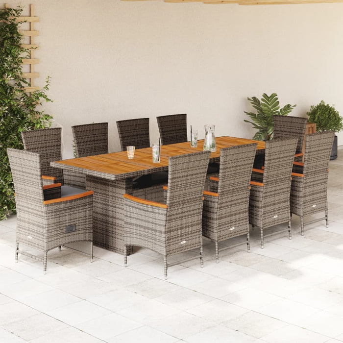 Set mobilier de grădină cu perne, 11 piese, gri, poliratan WALTI