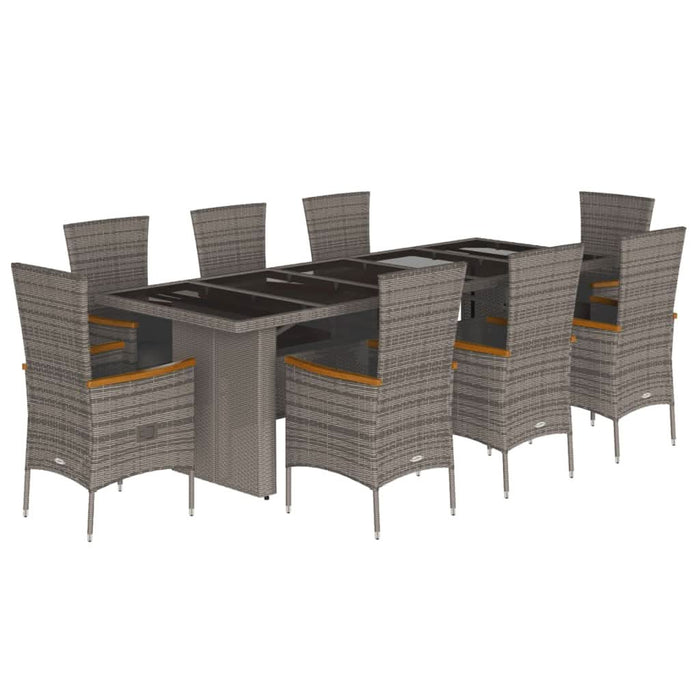 Set mobilier grădină cu perne, 9 piese, gri, poliratan - WALTI WALTI