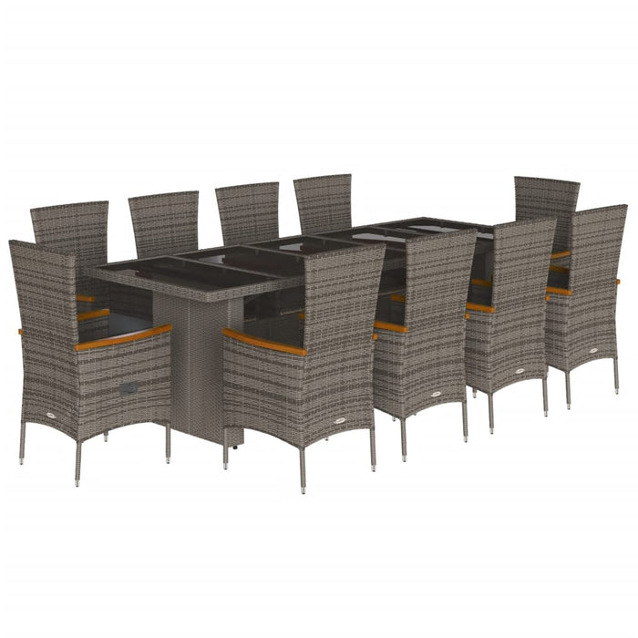 Set mobilier de grădină cu perne, 11 piese, gri, poliratan - WALTI WALTI