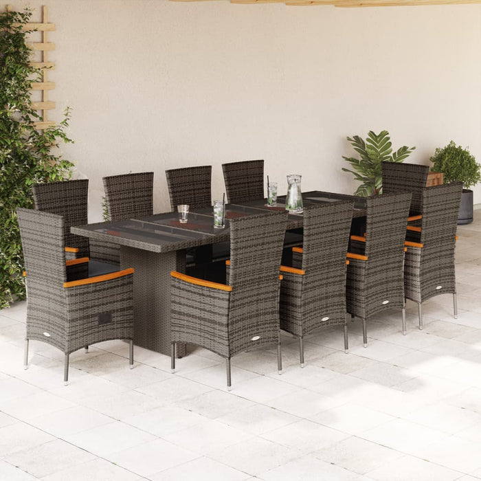 Set mobilier de grădină cu perne, 11 piese, gri, poliratan - WALTI WALTI