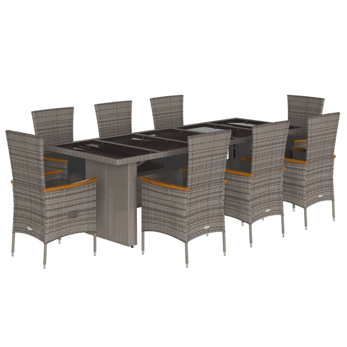 Set mobilier grădină cu perne, 9 piese, gri, poliratan - WALTI WALTI