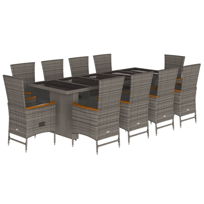 Set mobilier de grădină cu perne, 11 piese, gri, poliratan - WALTI WALTI