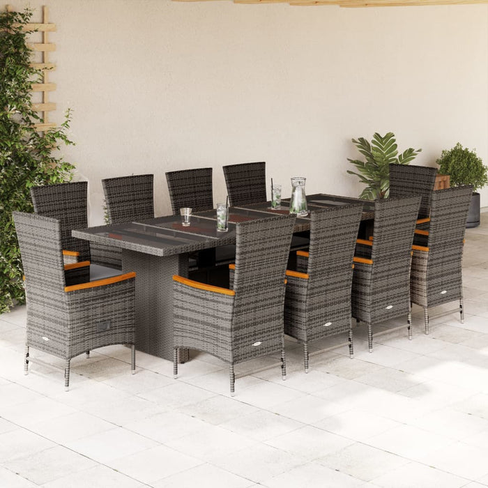 Set mobilier de grădină cu perne, 11 piese, gri, poliratan - WALTI WALTI