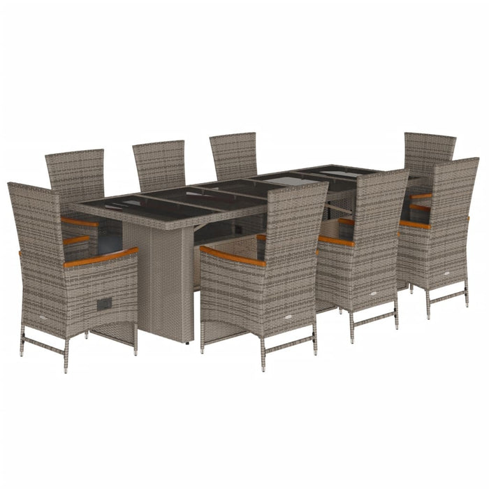 Set mobilier grădină cu perne, 9 piese, gri, poliratan - WALTI WALTI
